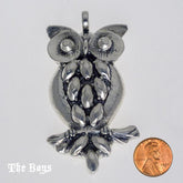Owl Hammered Pendant Mexican Sterling Silver